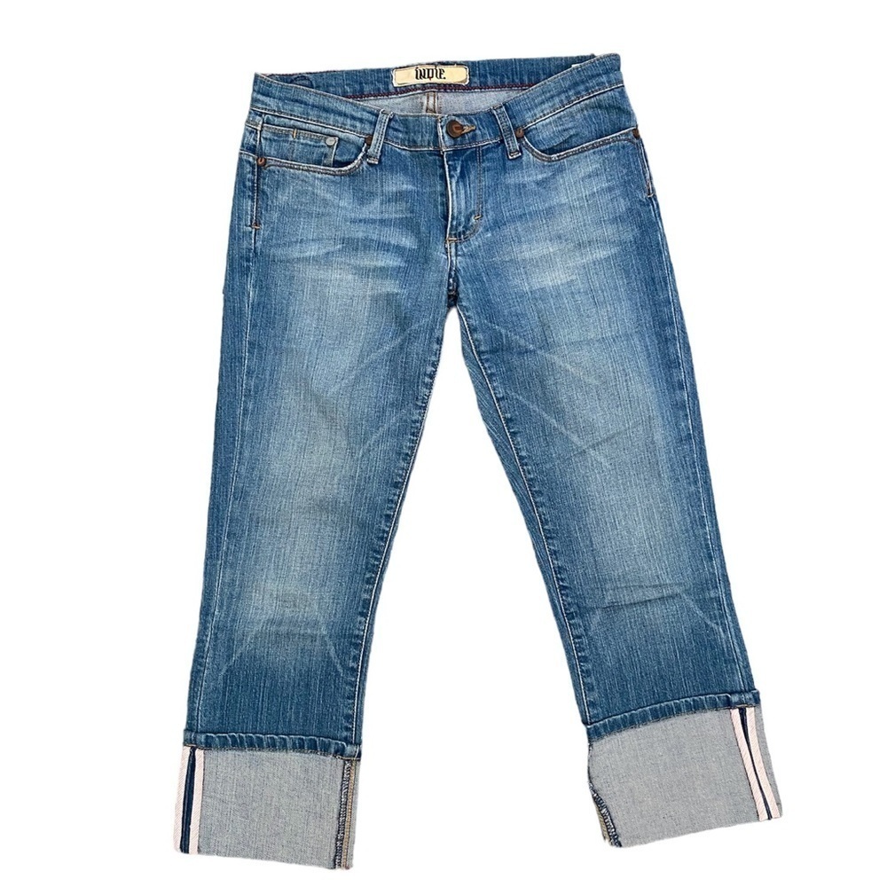 Indie Y2K 2000’s Women’s Size 27 Cropped Cuffed Straight Leg Denim Jean Vintage